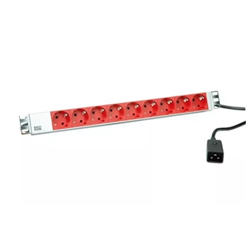 Stroomverdeler Bachmann 333.936 2m 9 AC-stopcontacten binnen grijs rood