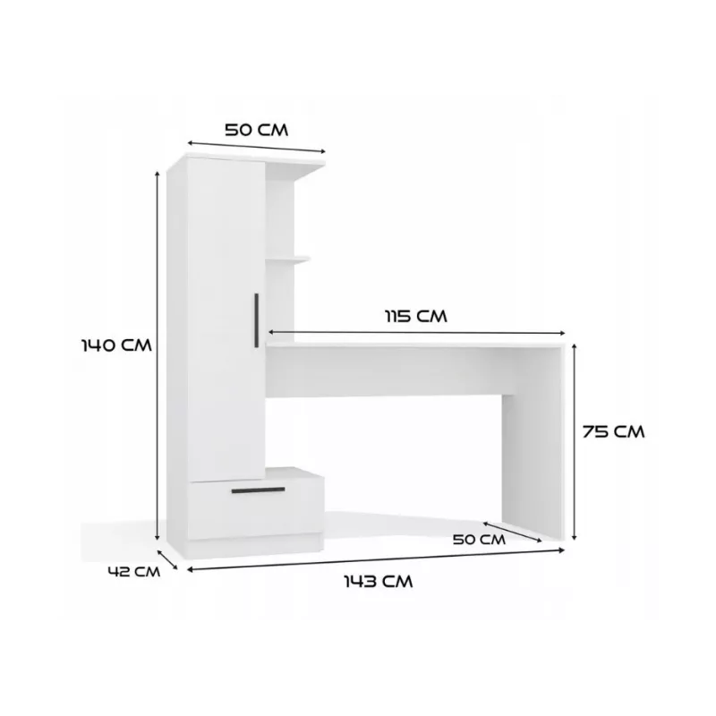 Cosmo bureau + rek set, wit