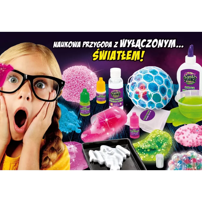 Wetenschapsbouwpakket Liscianigiochi Crazy Science slijm in het donker 304-PL89239 — experimenteerset met in het donker oplichtend slijm
