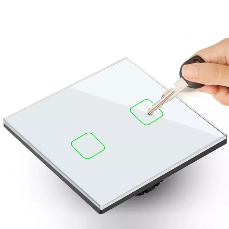Touch-lichtschakelaar MACLEAN MCE701W losse glazen witte vierkante knop