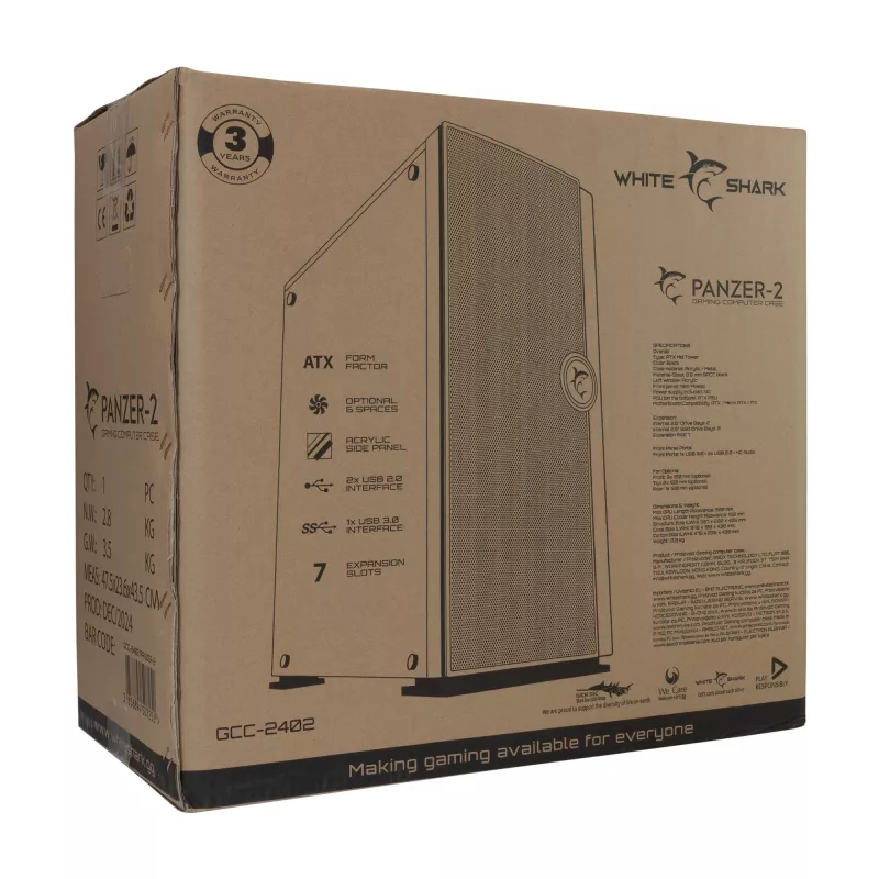 Computerbehuizing Panzer-2 White Shark GCC-2402 ATX zwart