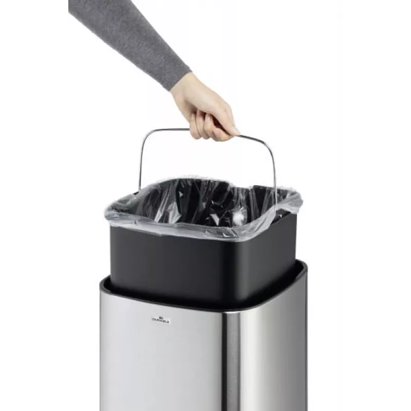 Rechthoekige afvalbak Durable NO TOUCH 35L RVS zwart zilver