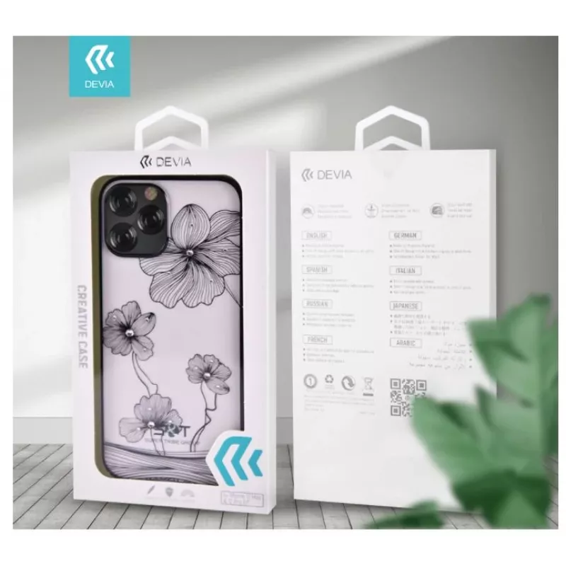 Hoes Devia Crystal Flora voor iPhone 12 mini — zwart