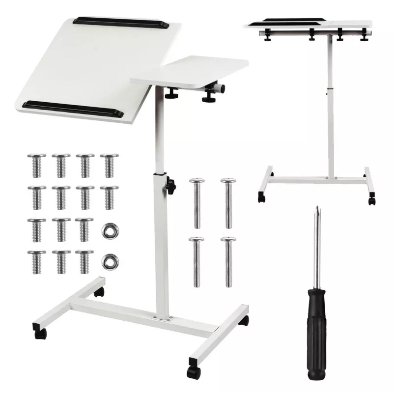 Maclean mobiele bureau-/laptopstandaard, wit, hoogteverstelling 59-89 cm, max. 30 kg, MC-121 W