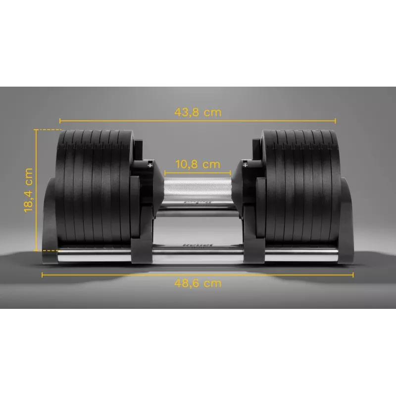 Verstelbare gietijzeren dumbbell Rebel Active 36 kg, automatische stappen van 2 kg