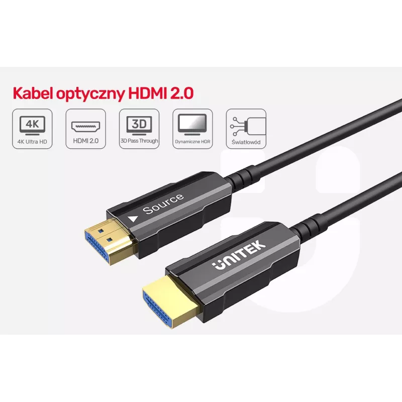 HDMI-kabel UNITEK C11072BK-25M 25 m 18 Gbit/s zwart