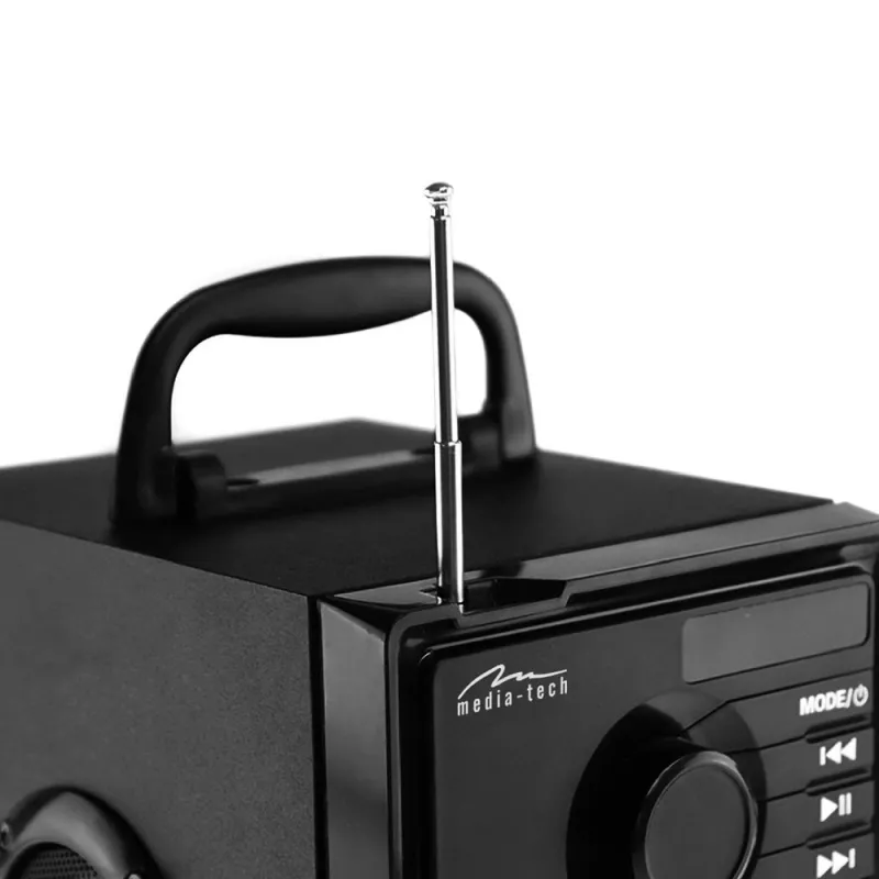Draagbare luidspreker MEDIA-TECH MT3179, 20 W (RMS 15 W), Bluetooth 5.1, FM, MicroSD, USB, AUX, Li-Ion, 6 uur, houten behuizing