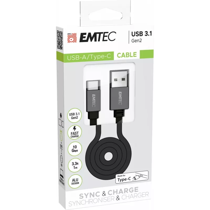 USB-kabel Emtec ECCHAT700TCU3 1,2 m USB 3.2 Gen 2 zwart