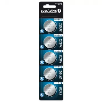 Knoopcel everActive CR2430 lithium 3 V, 24,5 mm × 3 mm, 5-pack