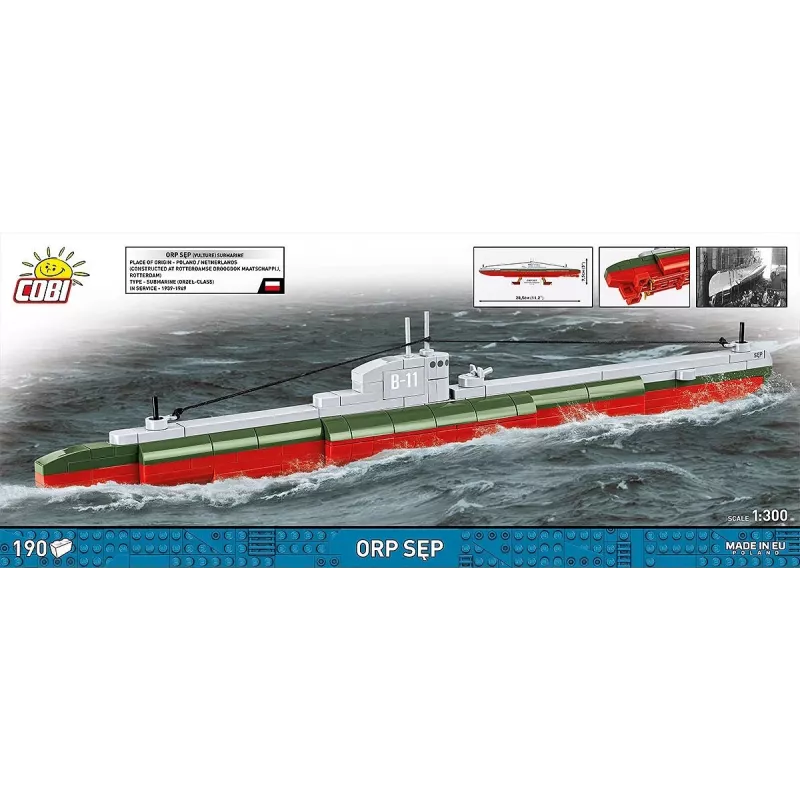 Plastic modelbouwpakket Cobi Poolse onderzeeboot ORP Sęp schaal 1:300 (COBI-4856)