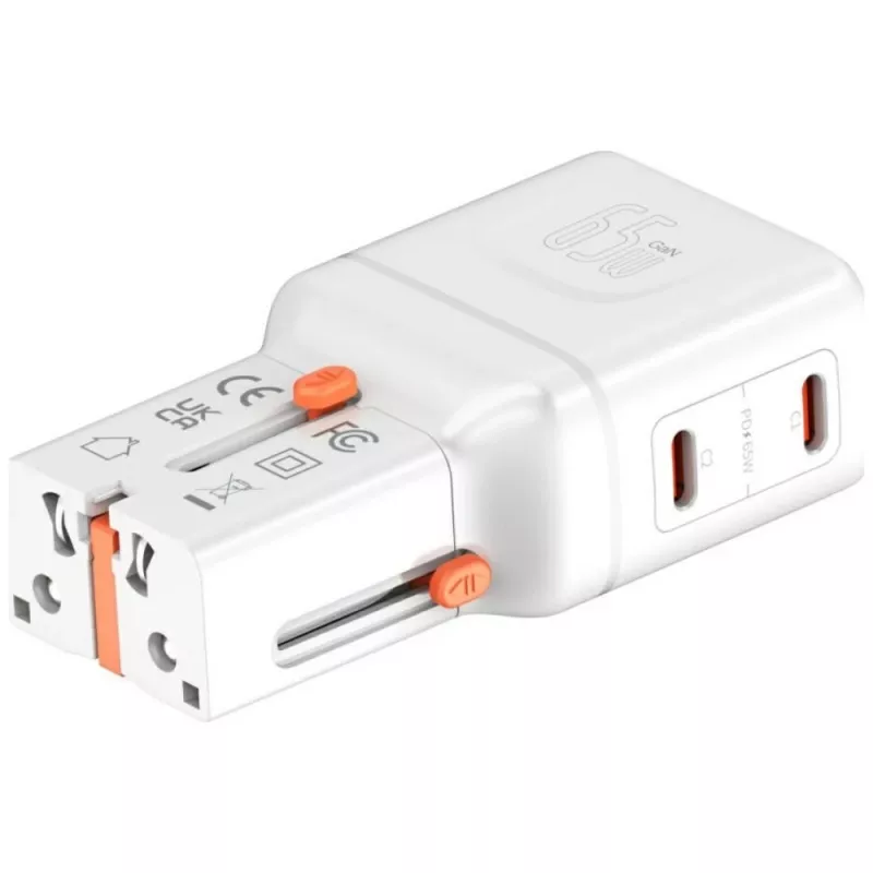 Reisoplader World 65W USB-C + USB-A wit