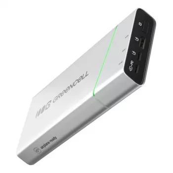 Draagbare accu Green Cell BPLGC20P 20800 mAh lithium-ion, USB-C PD 65W, 2x USB-C + 1x USB-A, aluminium behuizing