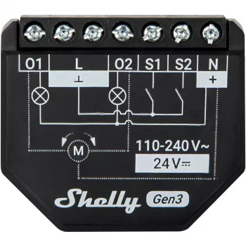 Shelly 2PM Gen3 slimme schakelaar 2P zwart