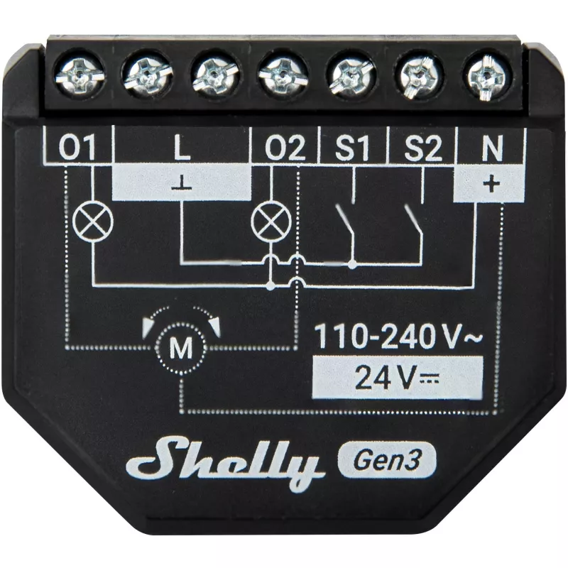 Shelly 2PM Gen3 slimme schakelaar 2P zwart