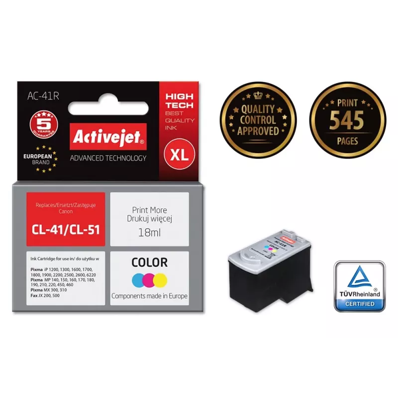 Activejet AC-41R inktpatroon (vervanging voor Canon CL-41; Premium; 18 ml; kleur)