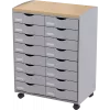 Opbergwagen Paperflow DT162N.02.23, 16 laden, 55,2×74,5×35 cm, grijs