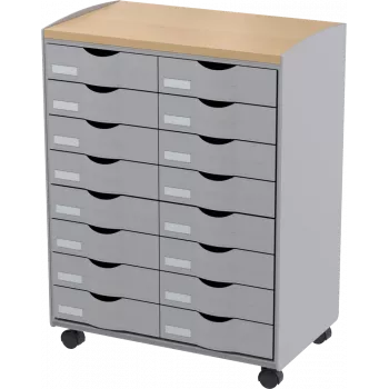 Opbergwagen Paperflow DT162N.02.23, 16 laden, 55,2×74,5×35 cm, grijs