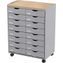 Opbergwagen Paperflow DT162N.02.23, 16 laden, 55,2×74,5×35 cm, grijs