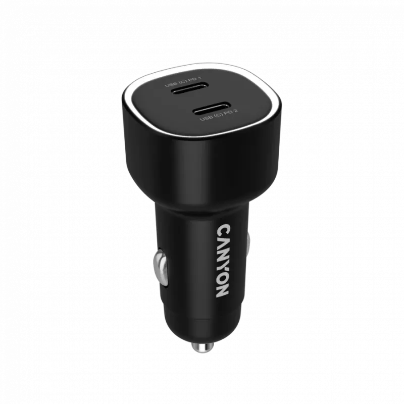 Auto-oplader CANYON OnDrive 60 PD 60W 2xUSB-C — 60W vermogen, 2 USB-C-aansluitingen, zwart