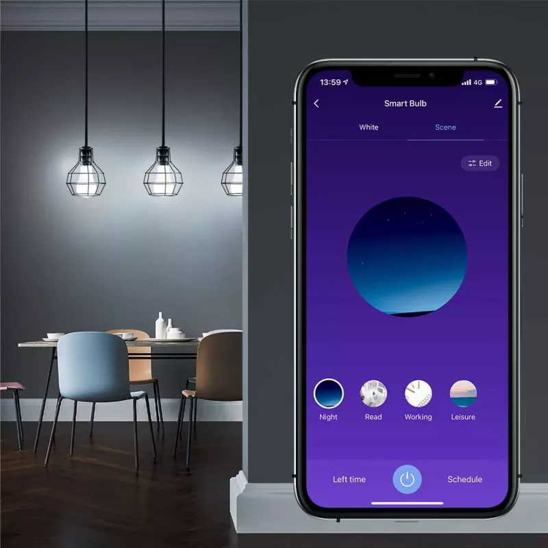 Slimme WiFi-lamp Tellur TLL331341 9W RGB dimmer — Wi‑Fi RGB LED 9W, dimbaar