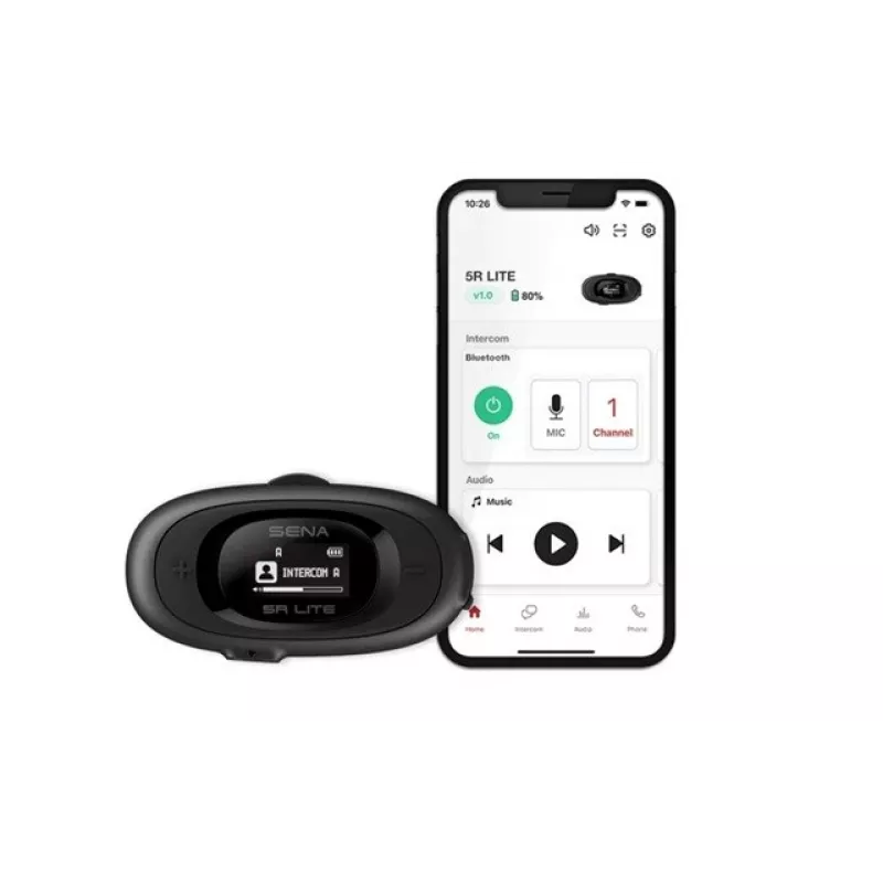 Motor-intercom Sena 5R Lite Bluetooth 5.1 700 m bereik met lcd-display en universele dubbelhelm-microfoonset