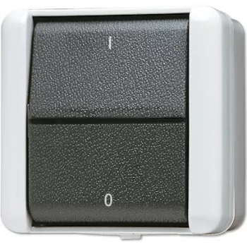 JUNG 802 W - wipschakelaar - 2-polig - bedraad - zwart - wit - thermoplast - IP44