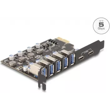 DELOCK PCI Express x1-kaart 90346 — 5 Gbit/s, 5x externe poorten