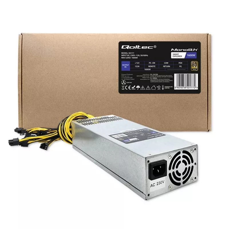 Qoltec 50177 PCI-E-voeding Smart 1600W | 80 Plus Gold - Data Mining