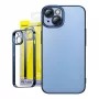 Beschermhoes en pantserglas-set Baseus voor iPhone 14 Plus – glitter transparant blauw