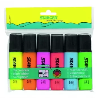 STANGER textmarker, 1-5 mm, set 6 stuks 180008000