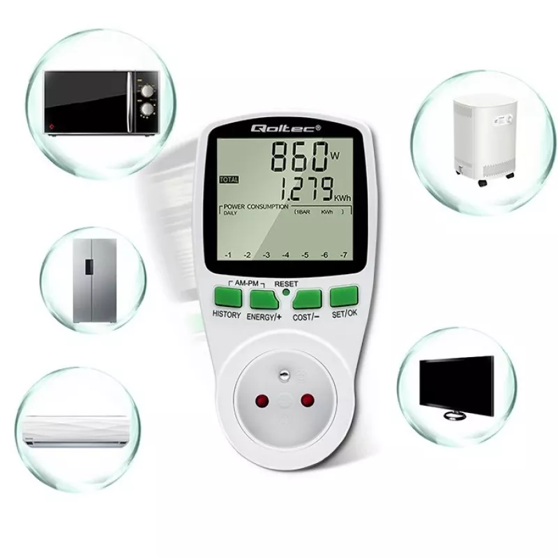 Vermogensmeter QOLTEC PM0627 3680W met historie — QOLTEC PM0627 3680W