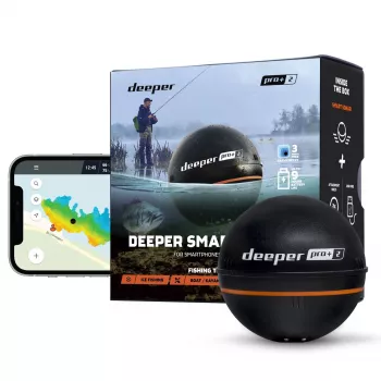 Draagbare fishfinder Deeper Smart Sonar PRO+ 2 sonar 675 kHz, 100 m bereik, 65×65×65 mm, Li‑Ion 950 mAh