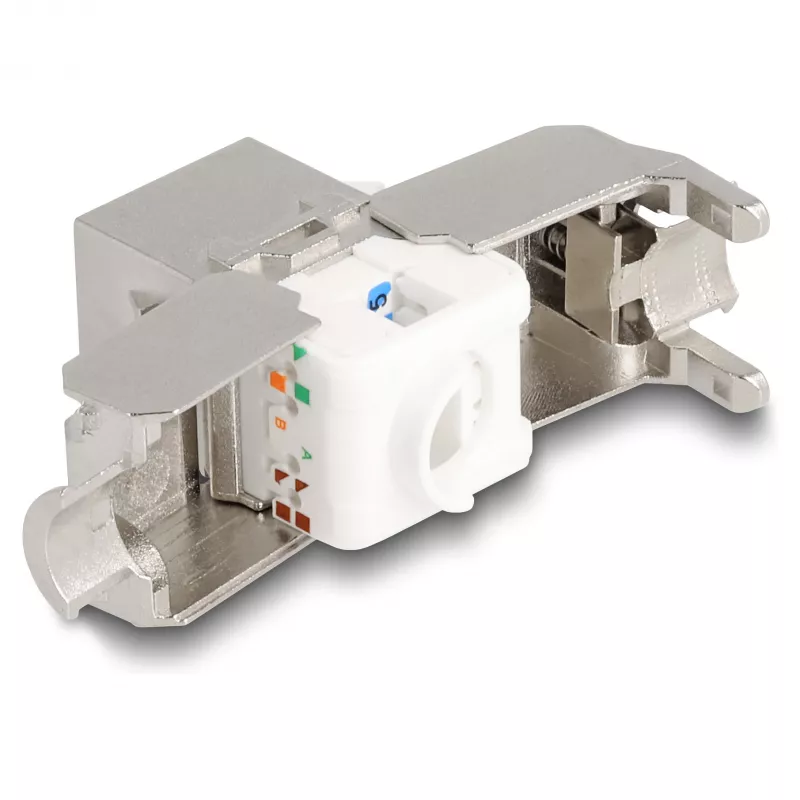 DeLOCK Keystone-module RJ45-bus naar LSA Cat.6A met LED zilver-wit