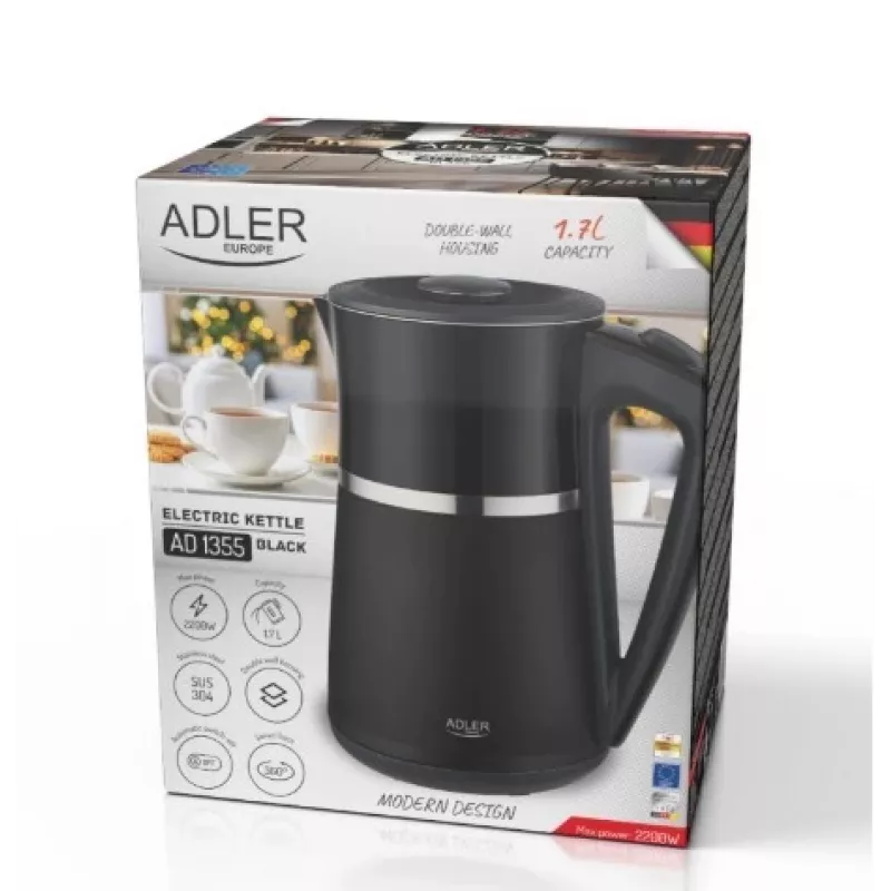 Elektrische waterkoker Adler 1,7l 2200W zwart