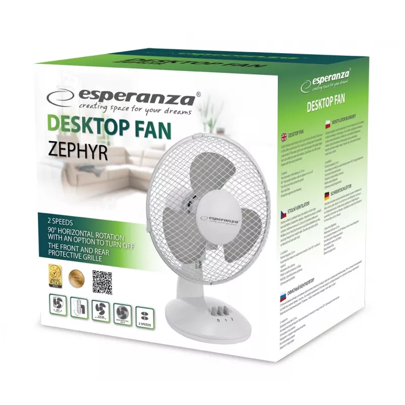 Tafelventilator 9 Esperanza EHF004WE ZEPHYR wit-grijs