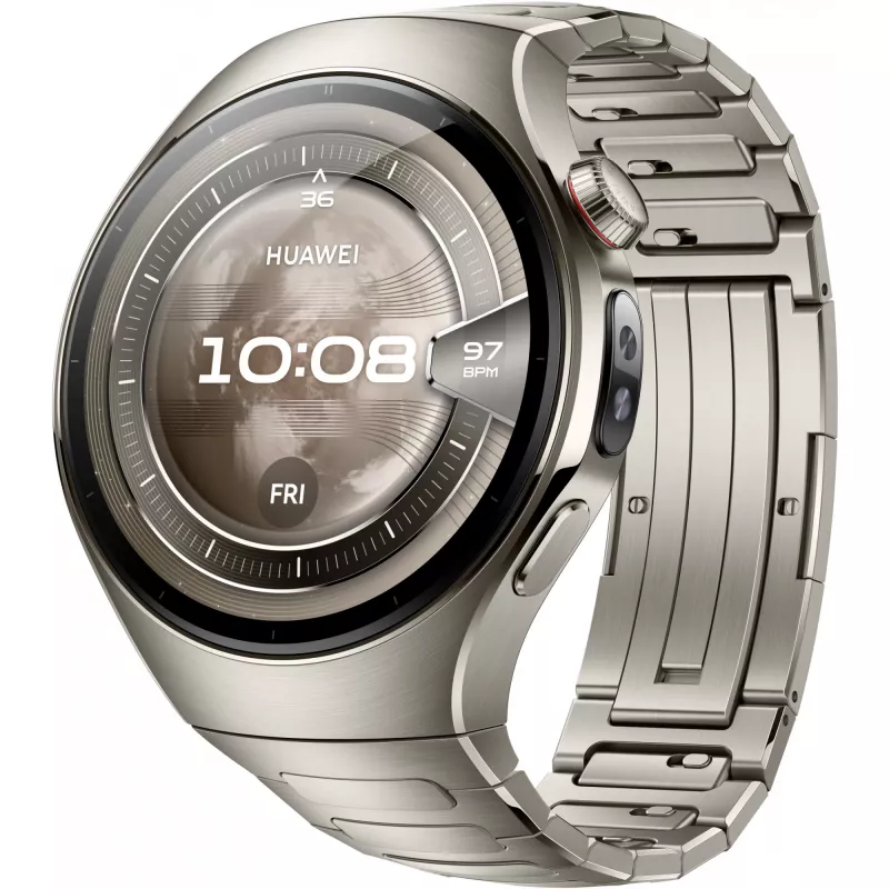 Smartwatch HUAWEI WATCH 5, 1,5 inch AMOLED, 466×466, 46 mm titanium behuizing, Wi-Fi, GPS, zilver