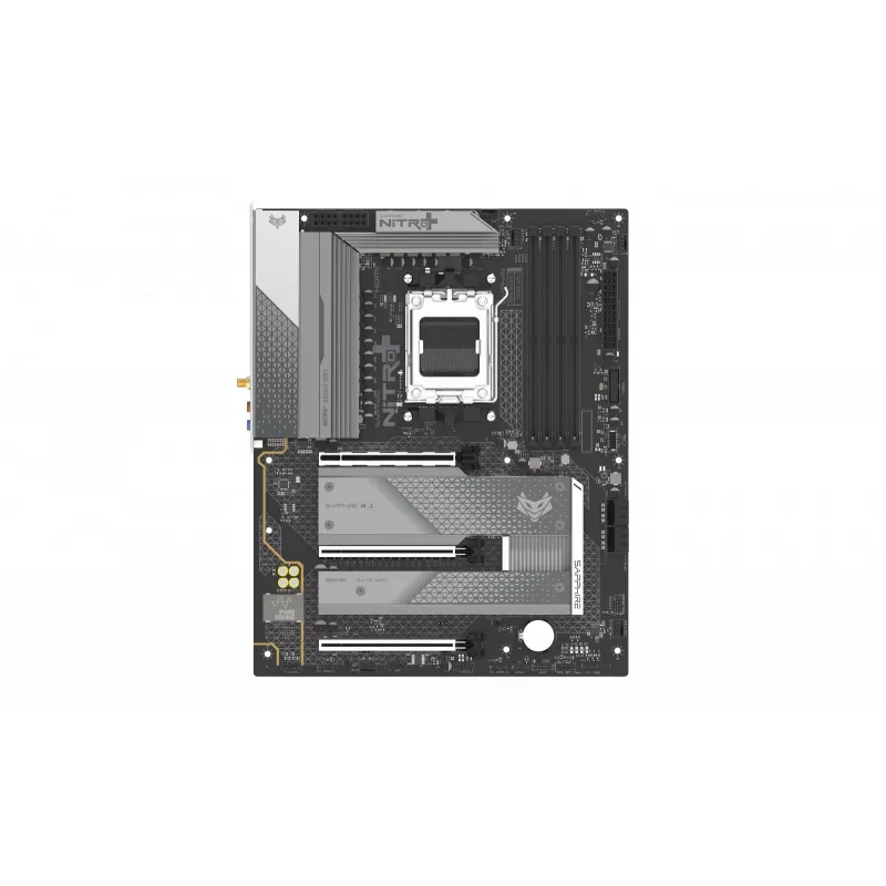Moederbord Sapphire NITRO+ B850A WIFI 7 AMD B850 socket AM5 micro ATX, DDR5, 4 DIMM, 256GB, Wi-Fi 7, 2.5GbE