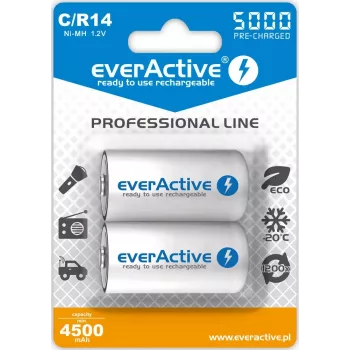 Oplaadbare NiMH-cilinderbatterij everActive EVHRL14-5000, 1,2 V, 2 stuks, 51,5 mm hoogte