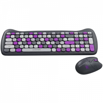 Draadloze toetsenbord- en muisset CANYON HSET-W6 Kitty Edition – paars