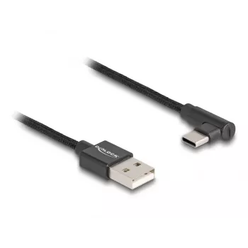 DeLOCK USB 2.0-kabel Type-A stekker naar USB Type-C stekker haaks 0,5 m zwart