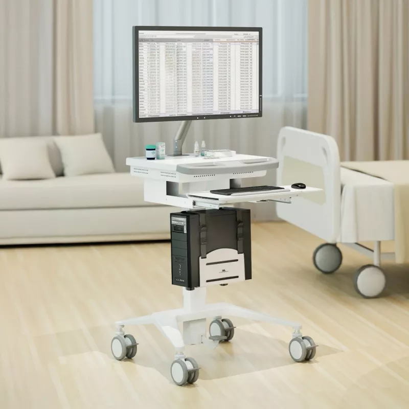 CPU-houder MACLEAN MC-116W, in hoogte verstelbaar en draaibaar ontwerp voor montage onder het bureau