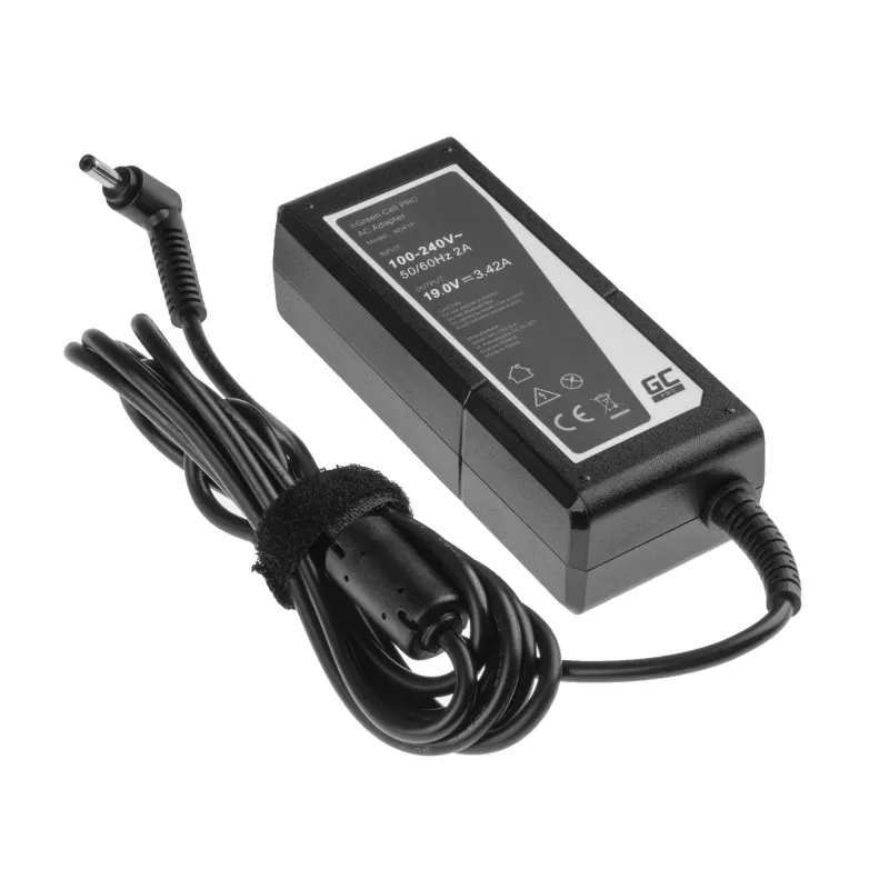 Voeding Green Cell AD41P 65W voor ASUS-laptops, 19V 3,42A, indoor, zwart