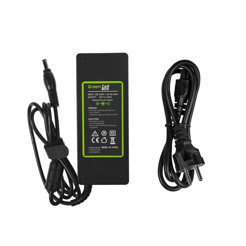 Voeding Green Cell AD26AP 75W 19V AC/DC indoor laptopoplader, zwart