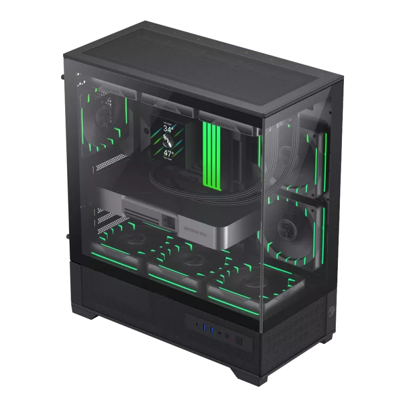 Gamemax behuizing | VISTA 2 AB | zwart | midi-tower | voeding niet inbegrepen