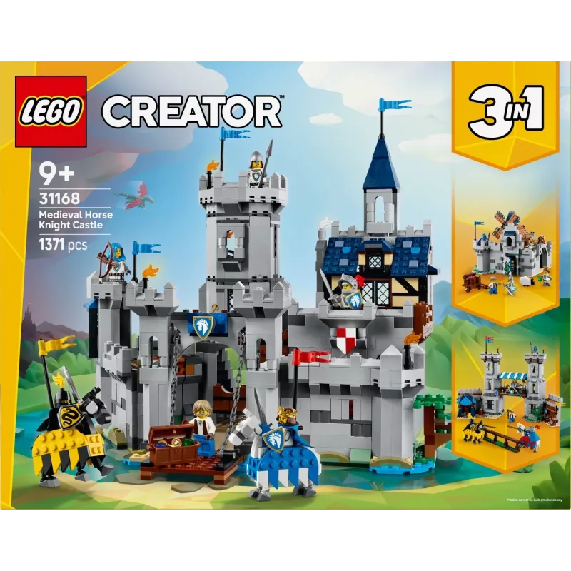 Constructiespeelgoed LEGO Creator 3-in-1 Middeleeuws ridderkasteel set 31168 — 1371 onderdelen, 6 minifiguren, vanaf 9 jaar