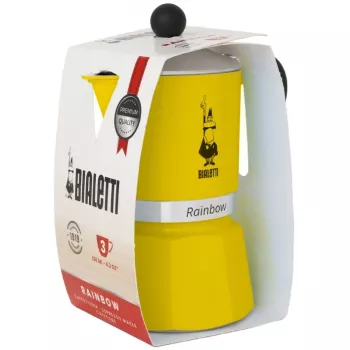 Mokapot Bialetti Rainbow zwart/geel — espressomaker van aluminium voor het fornuis, 1 stuk