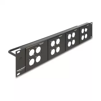 Delock 88195 D-type 19" patchpaneel met 4 platen 86 x 86 mm, 4 poorten, 2U, zwart