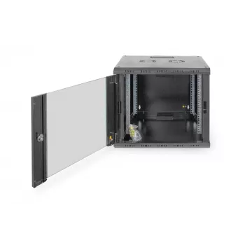 DIGITUS Professional Unique DN-19 09U-6/6-SW - kast - netwerkkast - geschikt voor wandmontage - zwart, RAL 9005 - 9U - 48,3 cm (19) (DN-19 09U-6/6-SW)