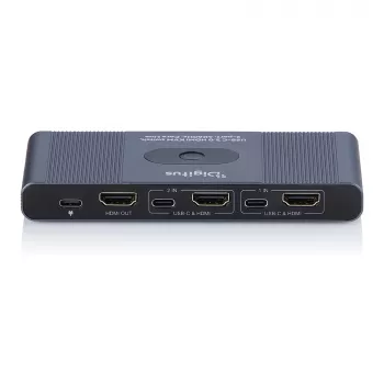 KVM-switch DIGITUS USB-C 3.0 HDMI 2-poorts 4K60Hz, USB-C/USB-A, aluminium, 135×60×30 mm