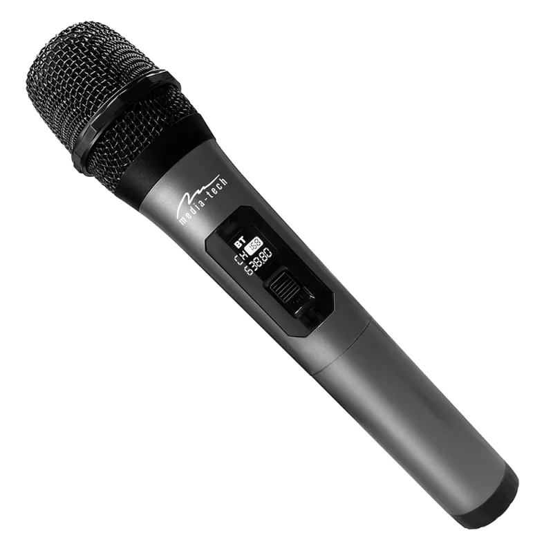 Karaokemicrofoon MEDIA-TECH MT398 draadloos, USB-C, op batterijen, 20 m bereik, zwart